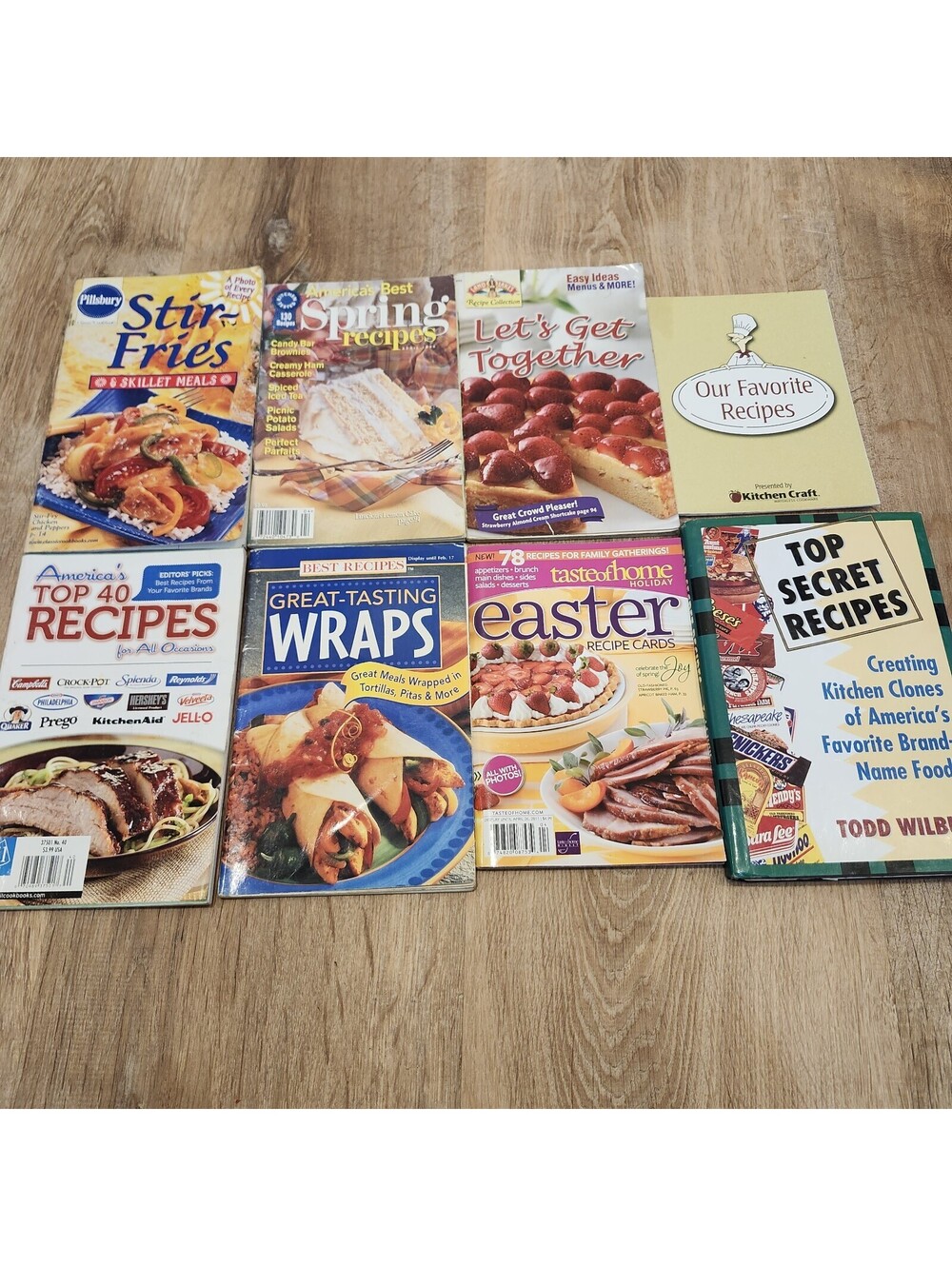 (8) Vtg Cookbook Variety Stir-Fry Wraps Holiday Entrees Desserts Meats Meals